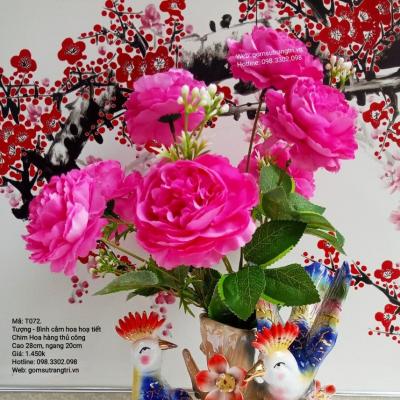 TƯỢNG – BÌNH CẮM HOA HỌA TIẾT CHIM HOA